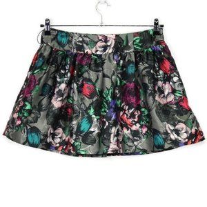Candie's Satin Mini Skirt Grey‎ Black Pink Red Purple Green Floral 5